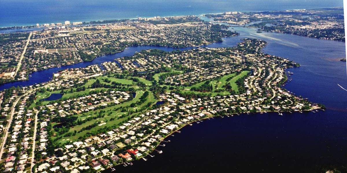 aerial image of the golf course at Tequesta Country Club in Jupiter, Florida