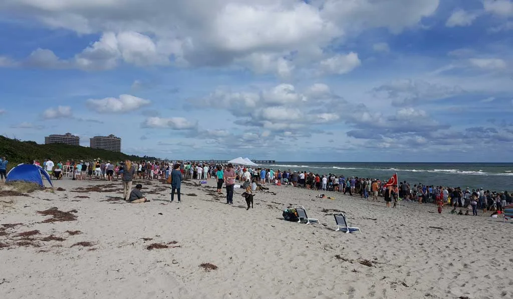 Loggerhead Marine Life Center Crowd to watch Turtle Release