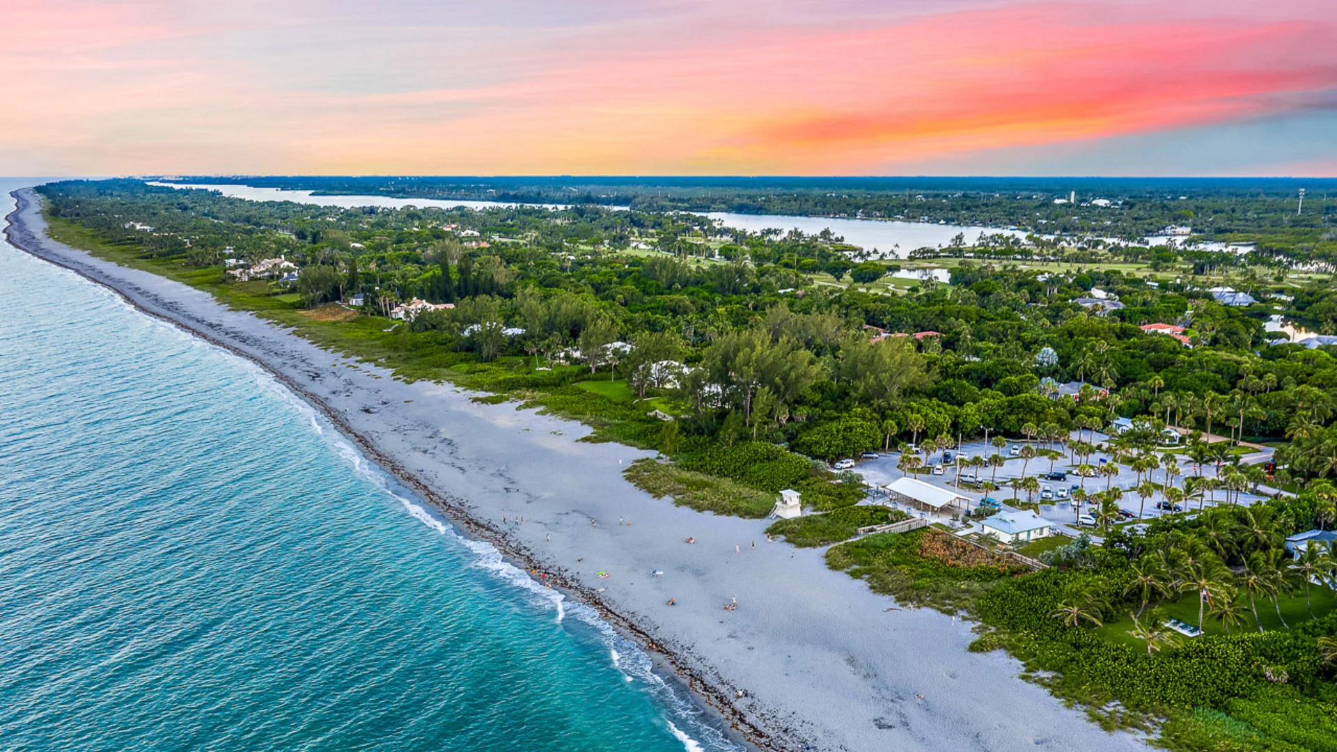 an aerial photo of Hobe Sound, Florida featuring some of the homes for sale in Hobe Sound
