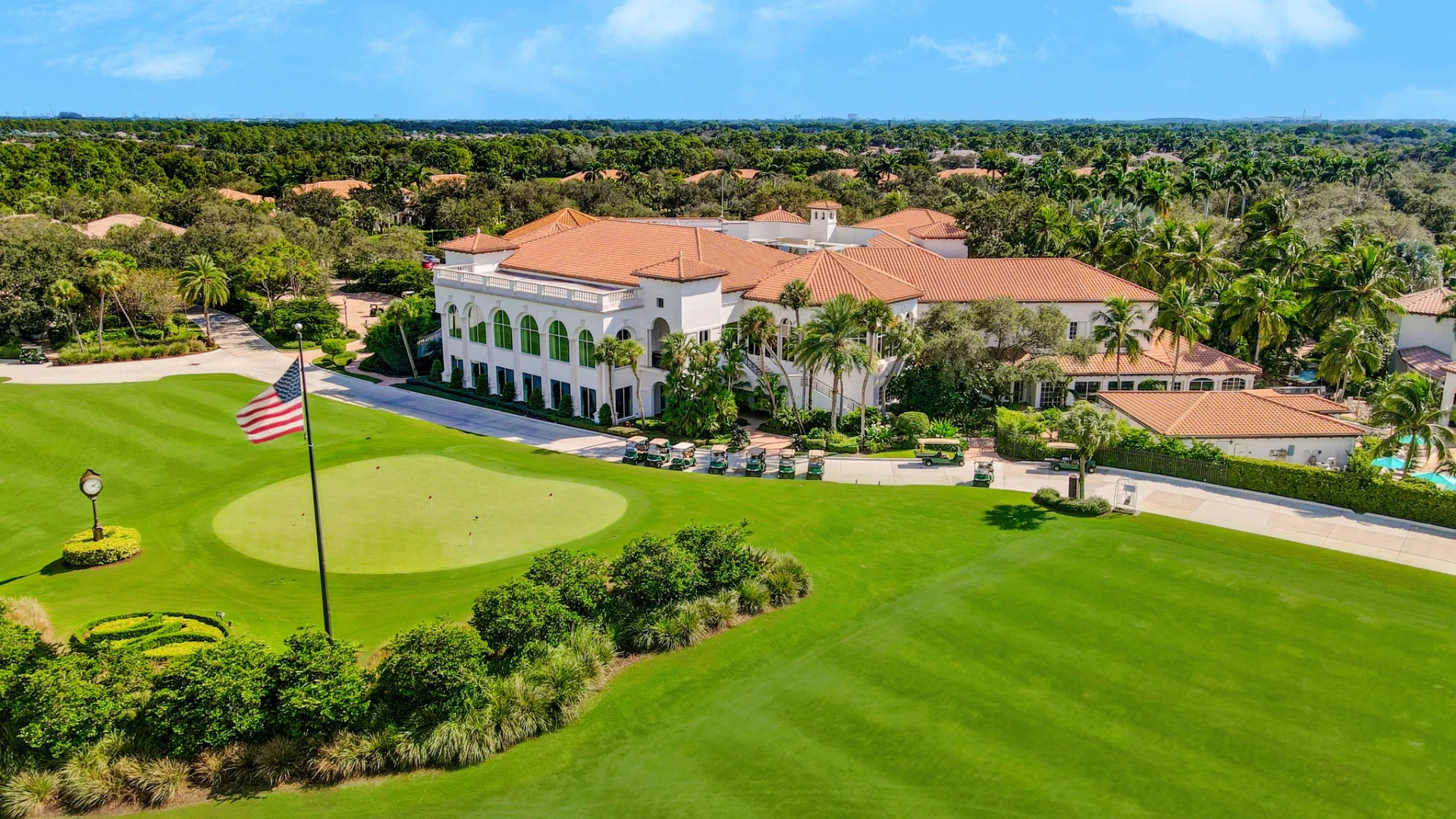 an aerial view of the clubhouse at Mirasol in Palm Beach Gardens, Florida