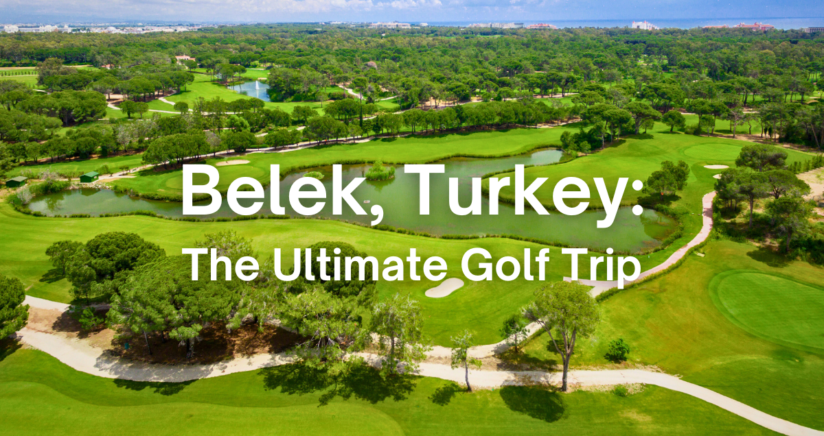 an aerial view of Belek Turkey with a title 