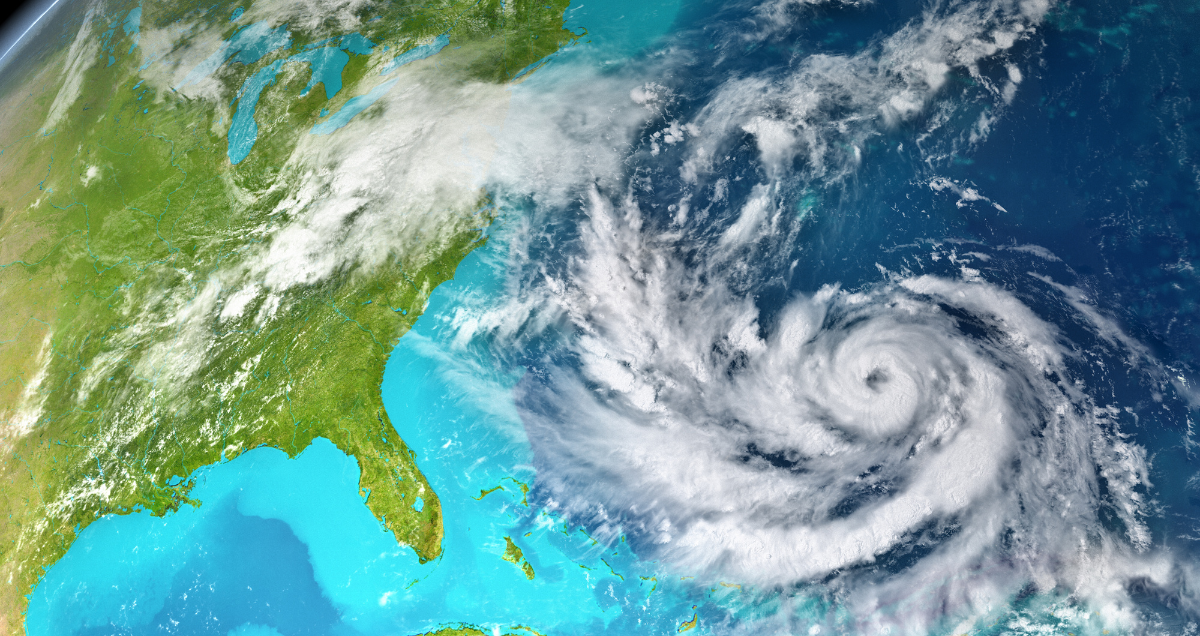 a hurricane photographed from space as it approaches Jupiter, Florida